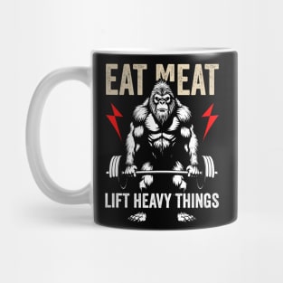 Eat Meat, Lift Heavy - Bigfoot Gym Tee Mug